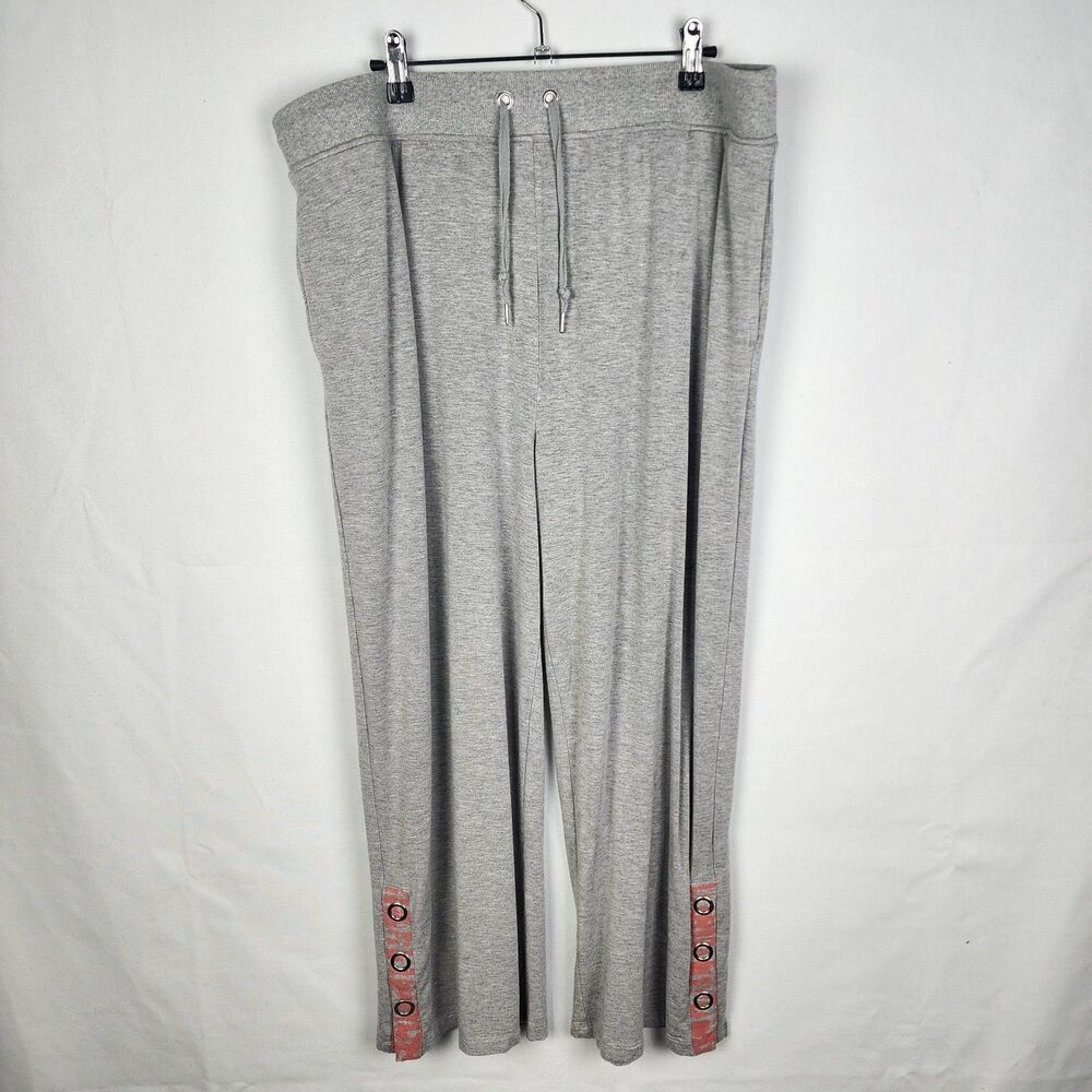 ALI MILES PANTS WIDE LEG FRENCH TERRY GREY RAYON BLND Ankle Button Pants Size XL